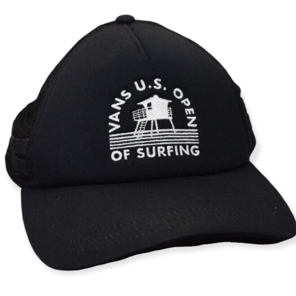Vans Other - Vans Hat US Open of Surfing Black Mesh Trucker Snapback Adjustable Baseball